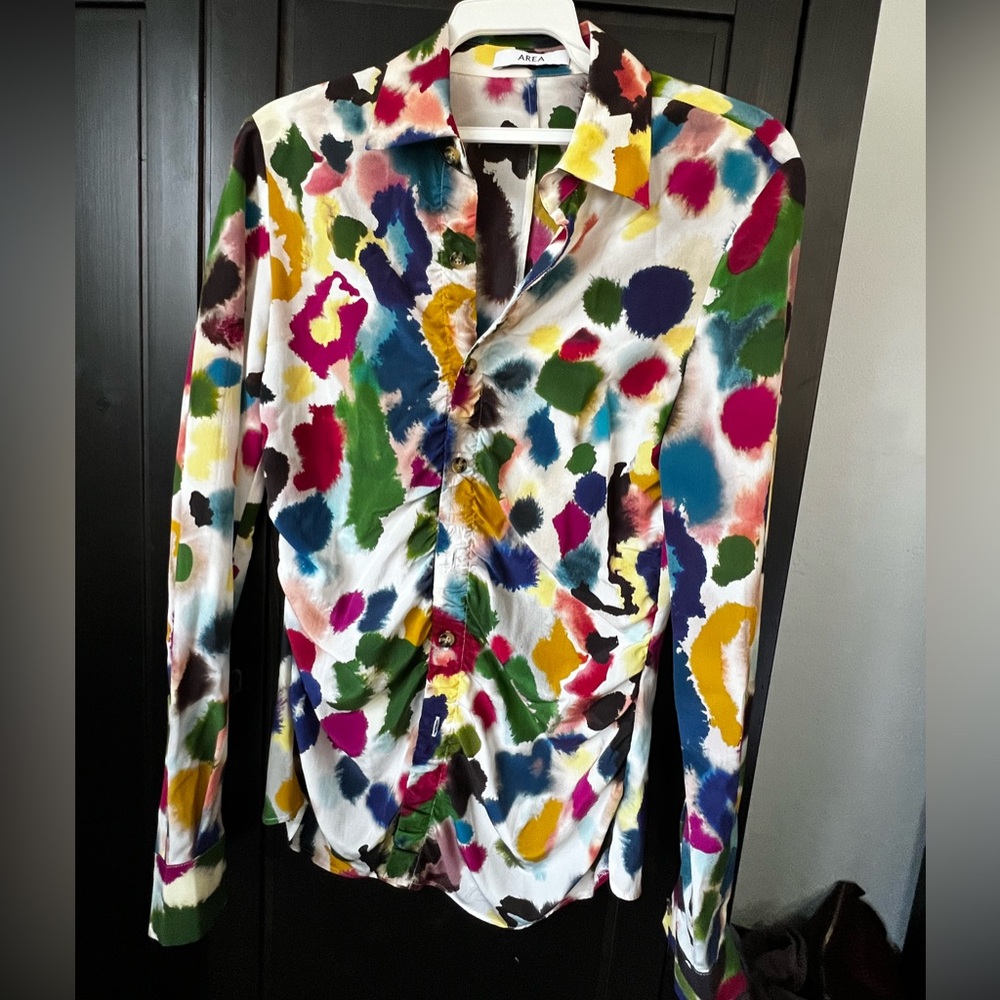 Colorful Abstract Print Button-Up Shirt